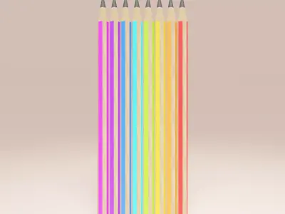 Eight color pencils Free low-poly 3D model