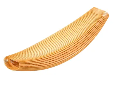 Wooden slatted beach rocking bench 3D model