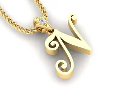 Alphabet V3 Light Gold  Font Pendant N 3D print model