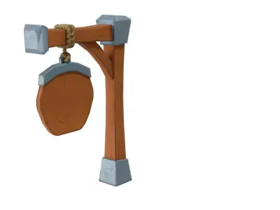 Stylized Wooden Sign 3D Model Low-poly 3D model