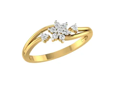 Light Weight Yellow Gold Diamond Ring  -RC RN 1572 3D print model