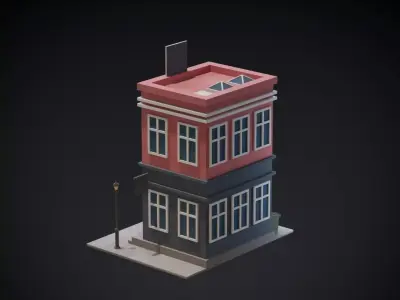 Bank Building Low-poly 3D model buy
