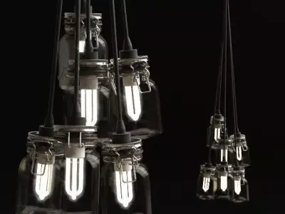 Mason Jar Light Fixture 3D model