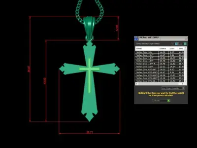 Light Gold 18K Cross Pendant 2CP017 3D print model
