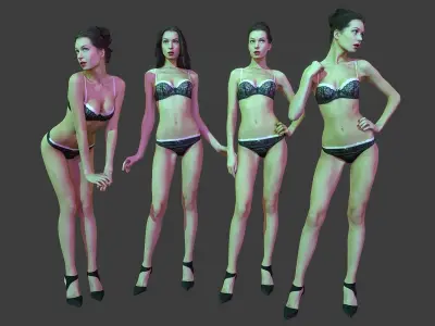 Scanned Girl Pack Low-poly 3D model