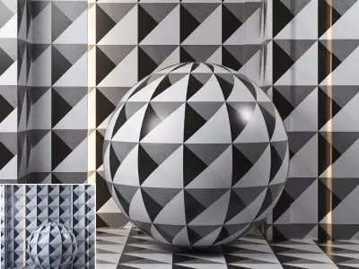 4k - 2color - Art Geo Cement Deco Tiles -Seamless - pbr Texture