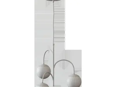 SIMRISHAMN SIMRISHAMN Pendant lamp 3-arm chrome milky glass 3D model