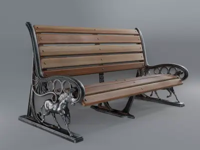 Park Bench Low-poly 3D model 5