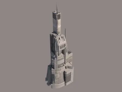 Brutalist Sci Fi Skyscrapers Kit 3D model