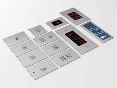 Elevator Control Panels Collection with LED displays kit bash Low-poly 3D model