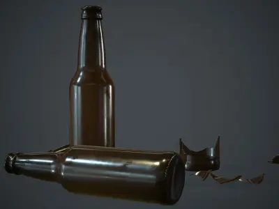 Brown Glass Broken Bottles PBR Game Ready Low-poly 3D model