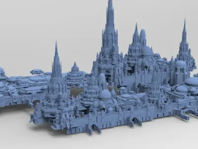 Gondorian castle inspired fort gate 4 models  3D model