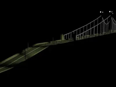 Bridge on night Free low-poly 3D model
