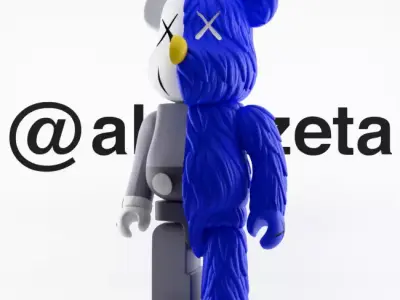 Kaws Companion BFF BearBrick Split Edition Textured 3D model