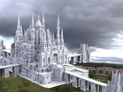 Fantasy Cathedral dome Very Grand with 4 way bridges collection 3D model