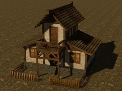 Medieval house ten 3 Low-poly 3D model
