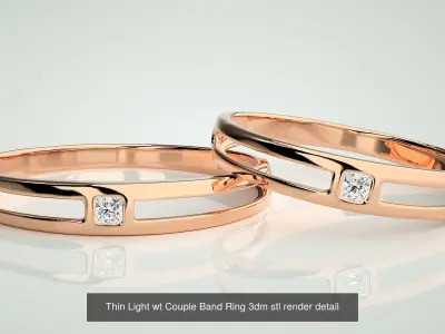 22 Minimalist Thin Light wt Couple Band renders 3dm stl details 3D Model Pack