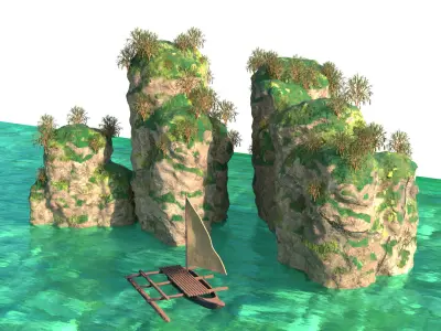 Sea and Rock environment 3D model