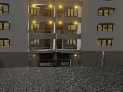 Apartments Low Poly apartment building Free low-poly 3D model