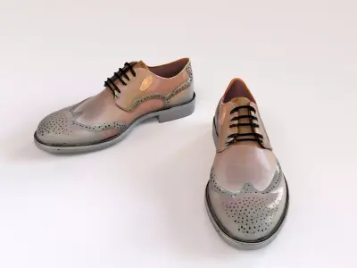 Iridescent Wingtip Oxford Shoes  Low-poly 3D model