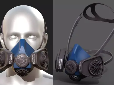 Gas mask protection futuristic technology isolated  Low-poly 3D model