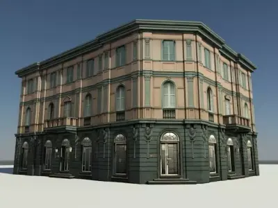 Corner building 22974 Low-poly 3D model