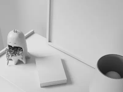 Vintage cupboard with ceramic pot 3D model