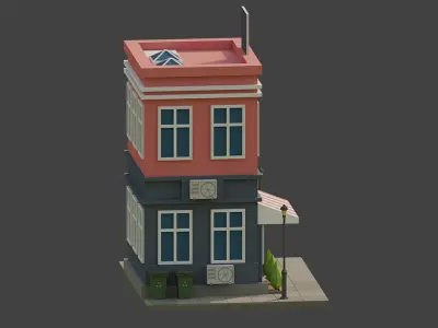 Bank Building Low-poly 3D model purchase