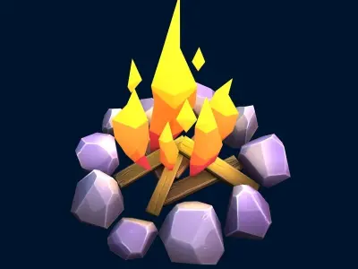Stylized bonfire Low-poly 3D model