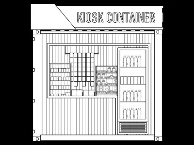 10ft Kiosk Container Modification 3D model