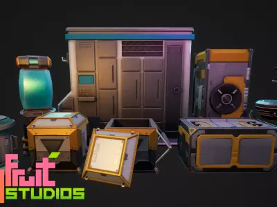 Stylized Sci-Fi Props Pack Low-poly 3D model