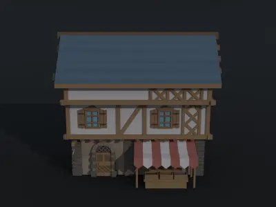 Cartoon medieval house 4 Polygonal Style Low-poly 3D model
