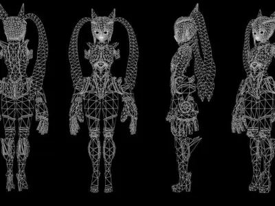 Robot Girl PBR Low-poly 3D model