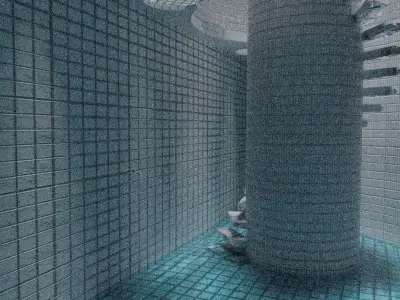 Hi-res scene in Backrooms style 3D model