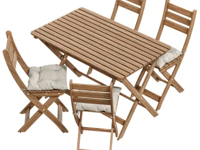 ASKHOLMEN Table 4 outdoor chairs with cushion  3D model