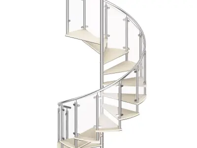 Wooden Spiral Stairs 4 3D model