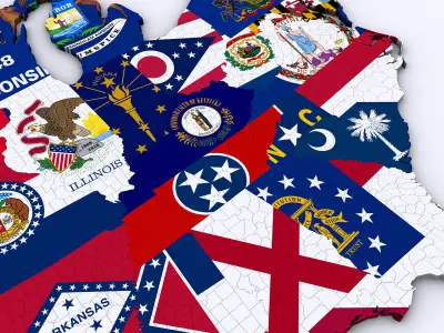 US Political Map with Counties 3D model