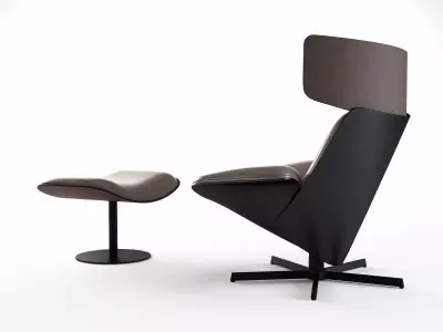 Almora lounge chair and ottoman 3D model
