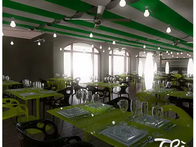 DAY NIGHT RESTAURANT SCENE 3D model