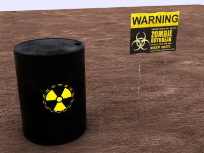  Zombie warning Toxic Barrel 3D model