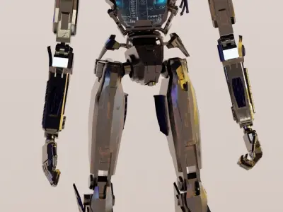 Sci fi Robot Character Low-poly 3D model