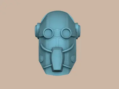 Steampunk Iron Mask - SciFi Character Design Low-poly 3D model