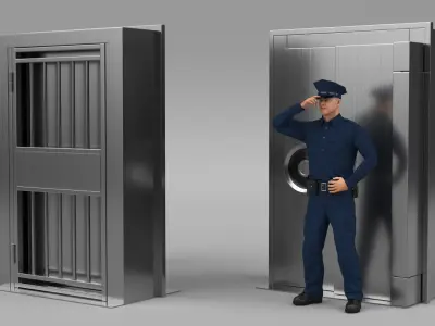  Security Guard with Bank Vault 