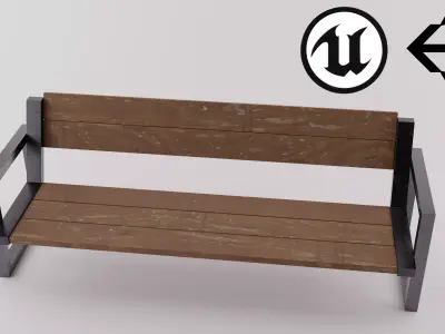 Wood Bench Low-poly 3D model buy