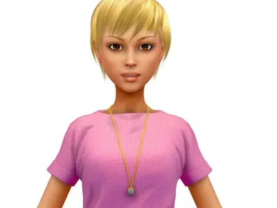 High Poly Subdivision Secretary Girl Avatar Low-poly 3D model