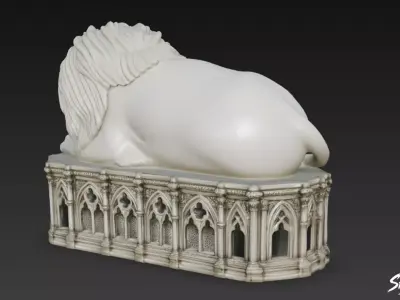 Lion Statue V34 Low-poly 3D model