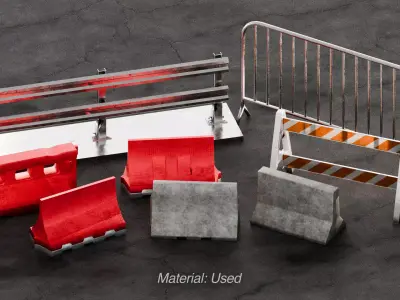 Traffic GameReady Barriers Pack Low-poly 3D model
