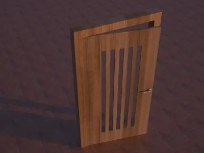 Wooden Door With Glass Stripes Low-poly 3D model