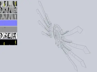 Sci fi wings Low-poly 3D model