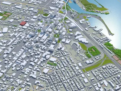 Buffalo Downtown New York USA Low-poly 3D model